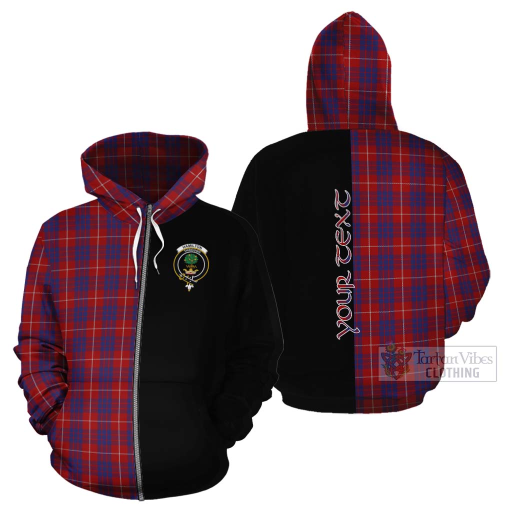 Tartan Vibes Clothing Hamilton Tartan Cotton Hoodie with Family Crest and Half Of Me Style