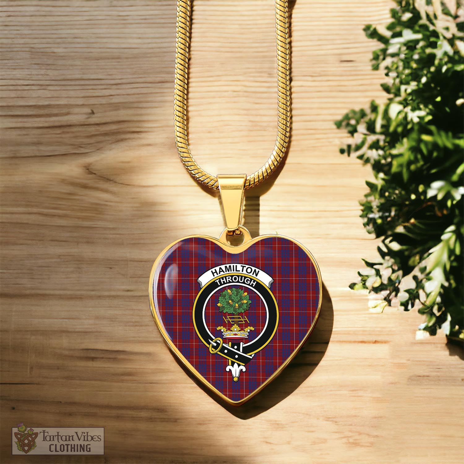 Tartan Vibes Clothing Hamilton Tartan Heart Necklace with Family Crest