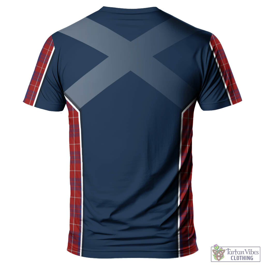 Tartan Vibes Clothing Hamilton Tartan T-Shirt with Family Crest and Lion Rampant Vibes Sport Style