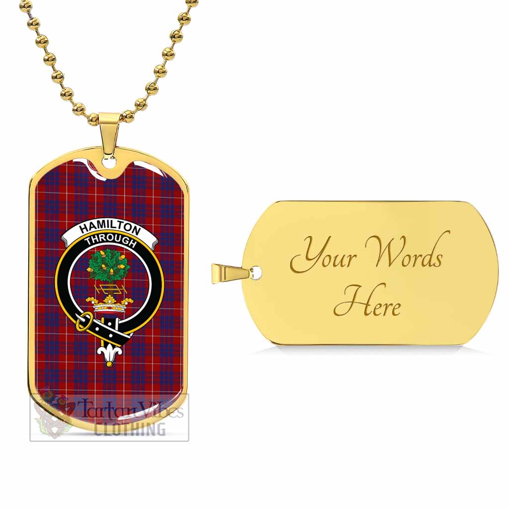 Tartan Vibes Clothing Hamilton Tartan Dog Tag Necklace with Family Crest