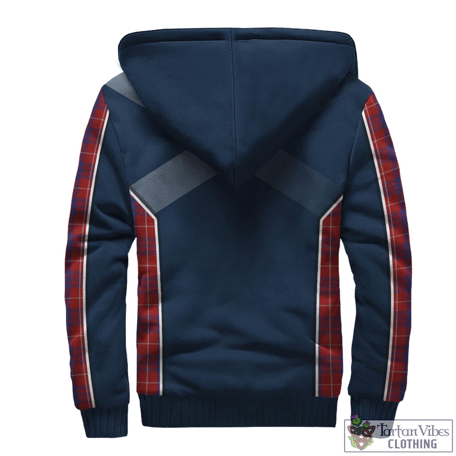 Tartan Vibes Clothing Hamilton Tartan Sherpa Hoodie with Family Crest and Scottish Thistle Vibes Sport Style