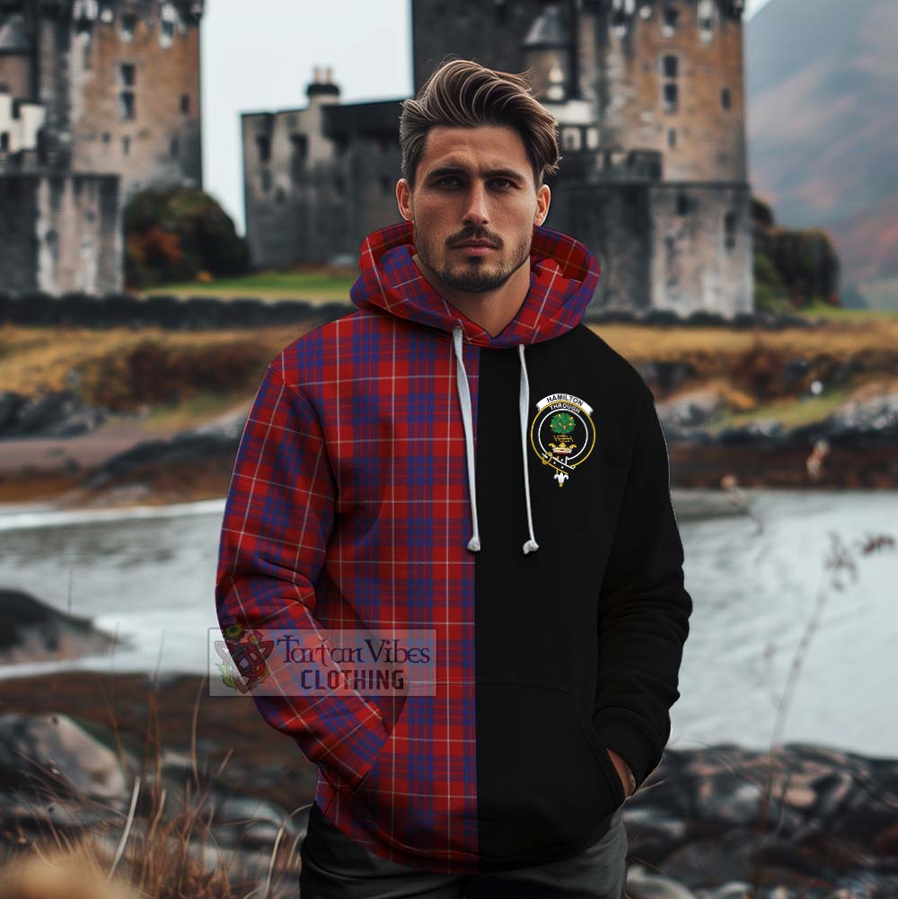 Tartan Vibes Clothing Hamilton Tartan Cotton Hoodie with Family Crest and Half Of Me Style