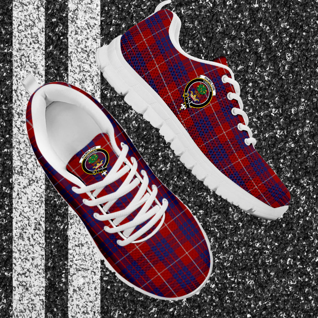 Hamilton Tartan Sneakers with Family Crest - Tartan Vibes Clothing