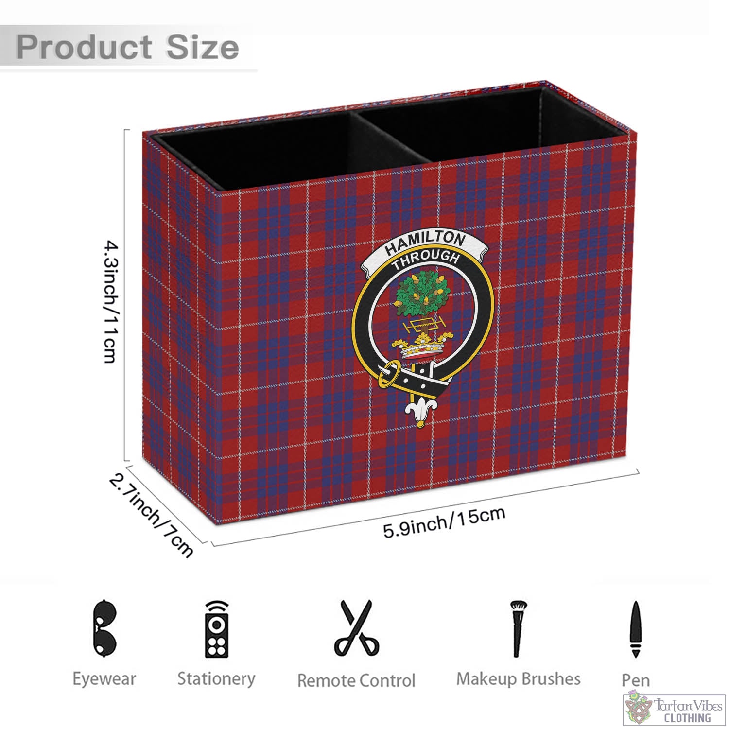 Tartan Vibes Clothing Hamilton Tartan Pen Holder with Family Crest