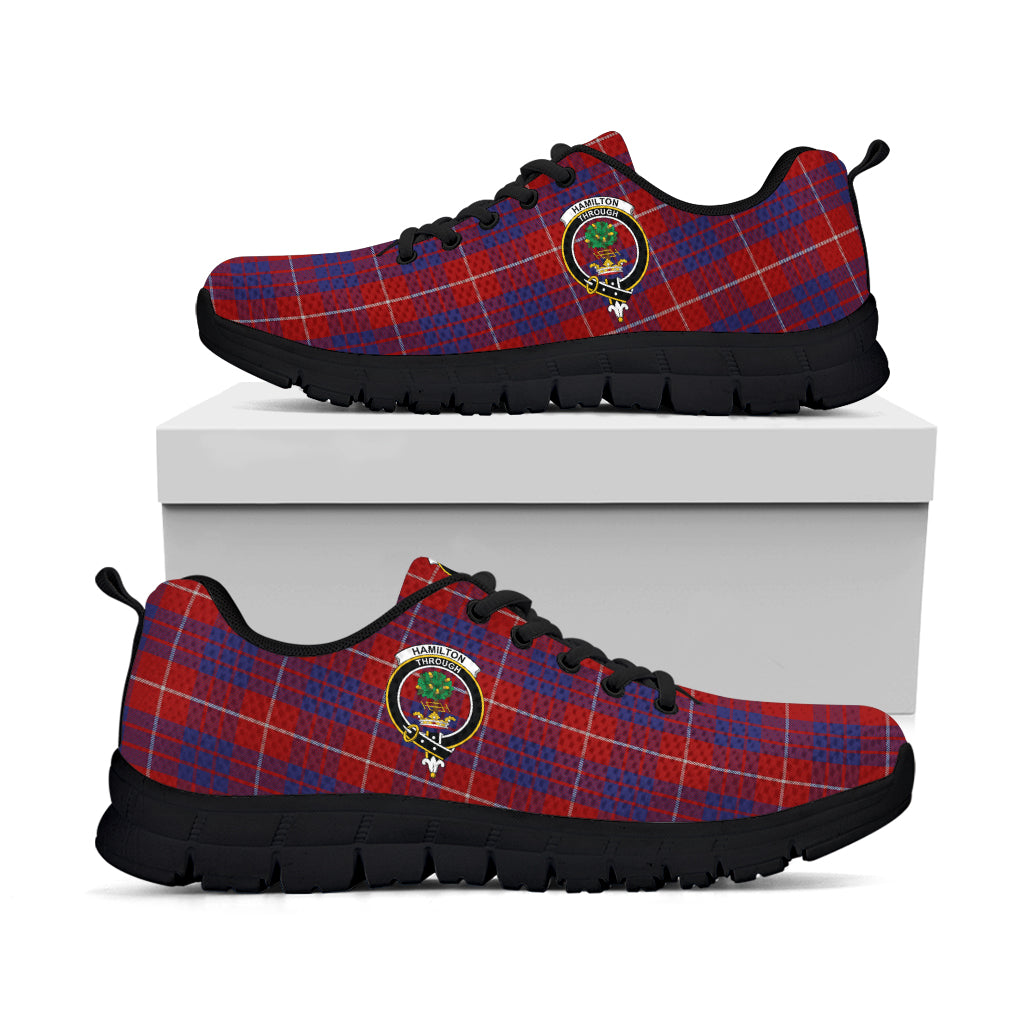 Hamilton Tartan Sneakers with Family Crest - Tartan Vibes Clothing