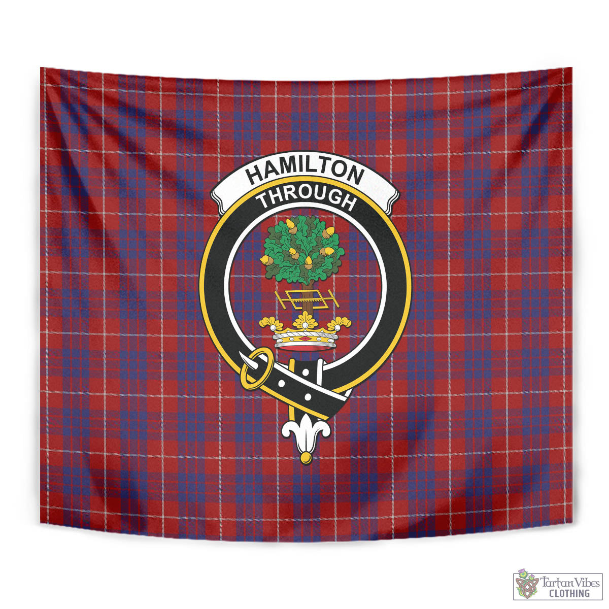 Tartan Vibes Clothing Hamilton Tartan Tapestry Wall Hanging and Home Decor for Room with Family Crest