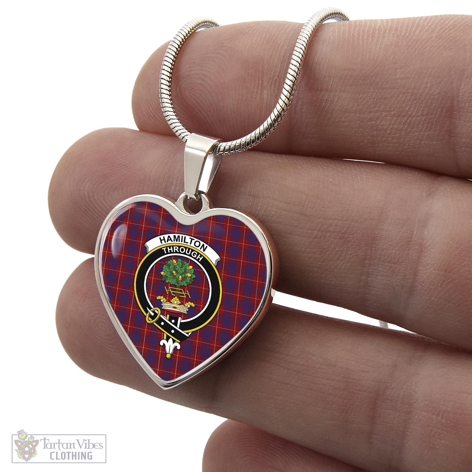 Tartan Vibes Clothing Hamilton Tartan Heart Necklace with Family Crest