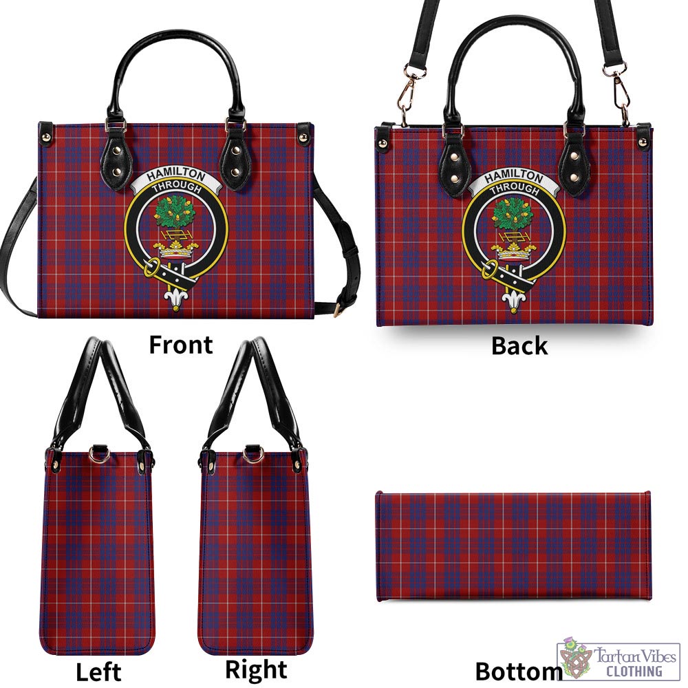 Tartan Vibes Clothing Hamilton Tartan Luxury Leather Handbags with Family Crest