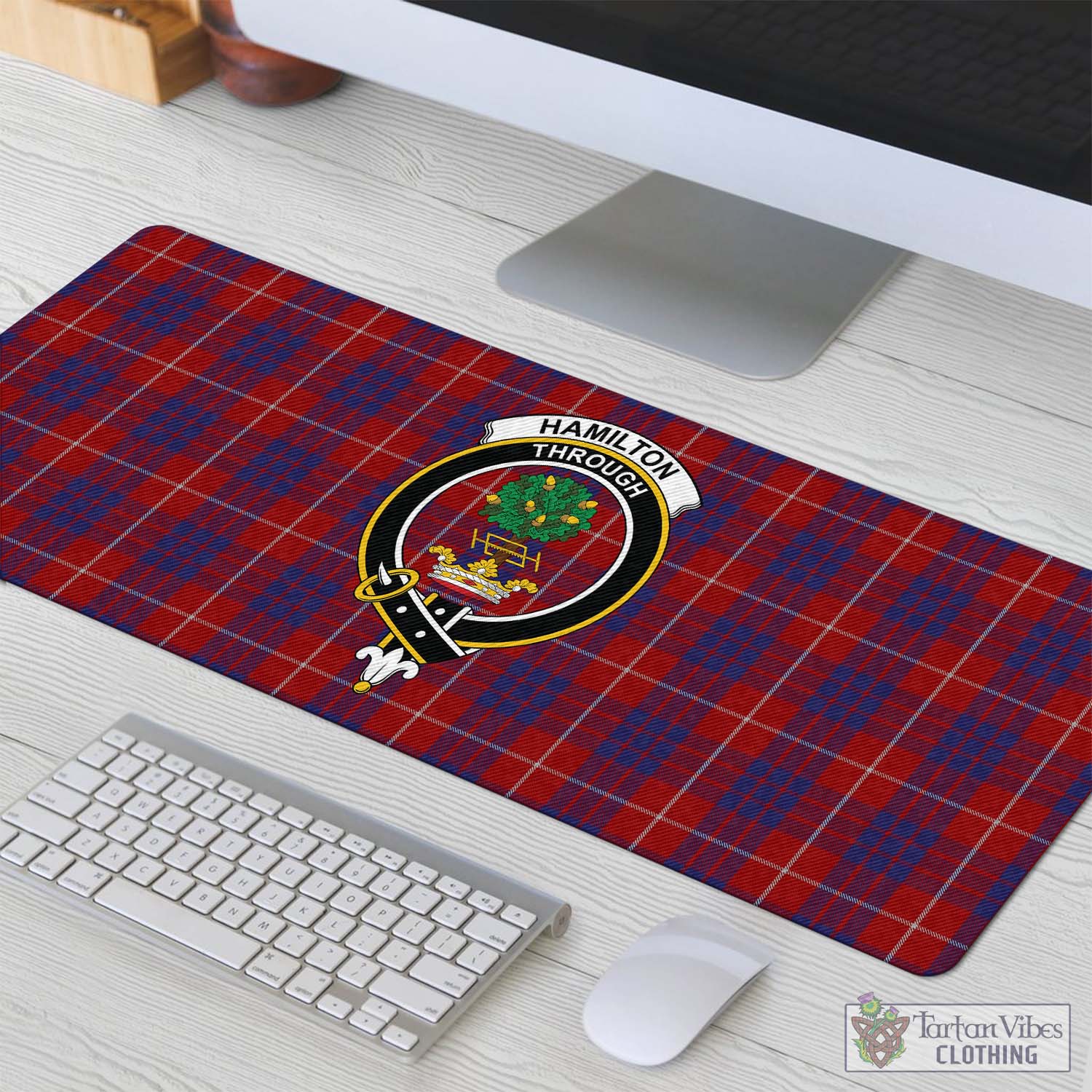 Tartan Vibes Clothing Hamilton Tartan Mouse Pad with Family Crest