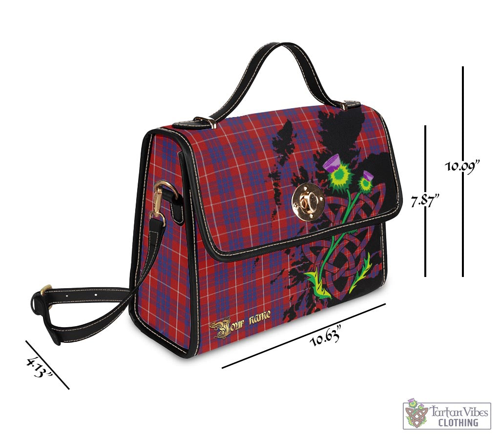 Tartan Vibes Clothing Hamilton Tartan Waterproof Canvas Bag with Scotland Map and Thistle Celtic Accents