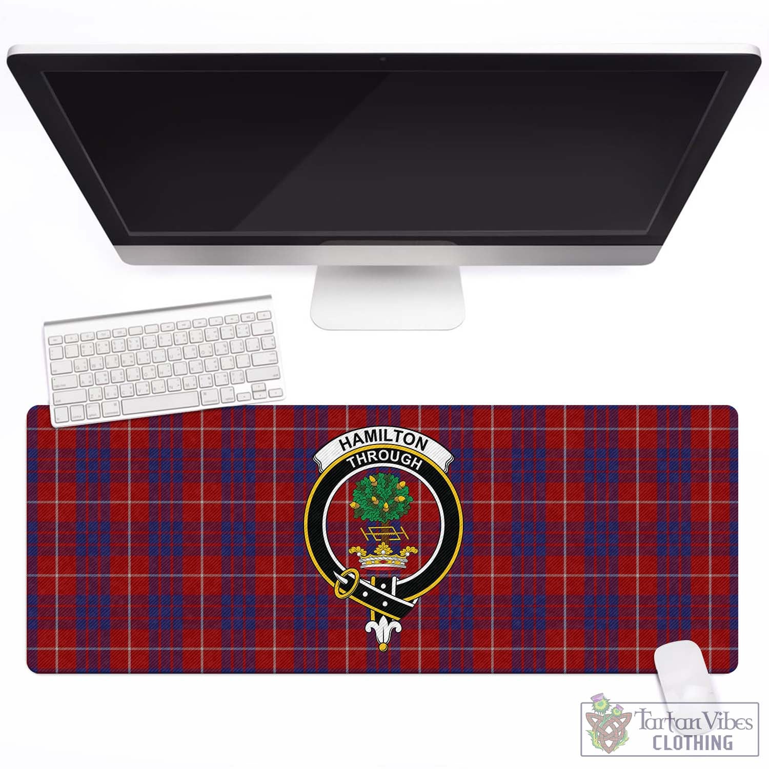 Tartan Vibes Clothing Hamilton Tartan Mouse Pad with Family Crest