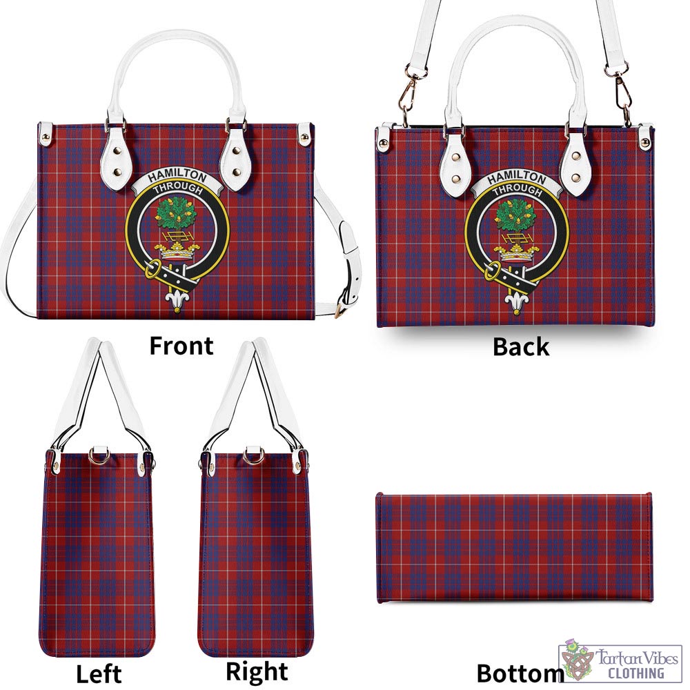 Tartan Vibes Clothing Hamilton Tartan Luxury Leather Handbags with Family Crest