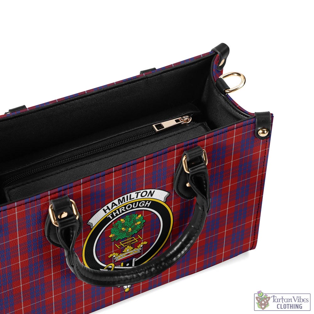 Tartan Vibes Clothing Hamilton Tartan Luxury Leather Handbags with Family Crest