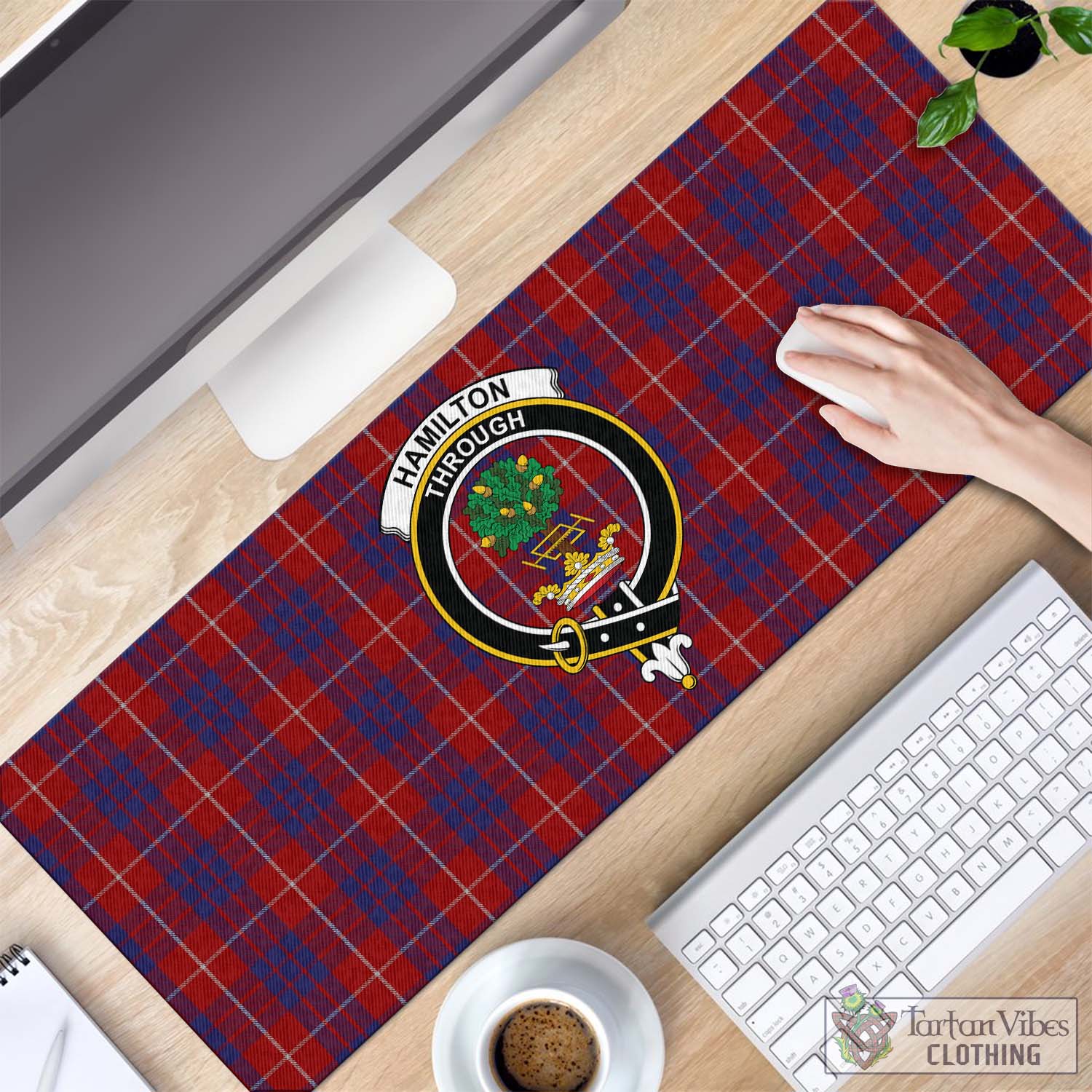 Tartan Vibes Clothing Hamilton Tartan Mouse Pad with Family Crest