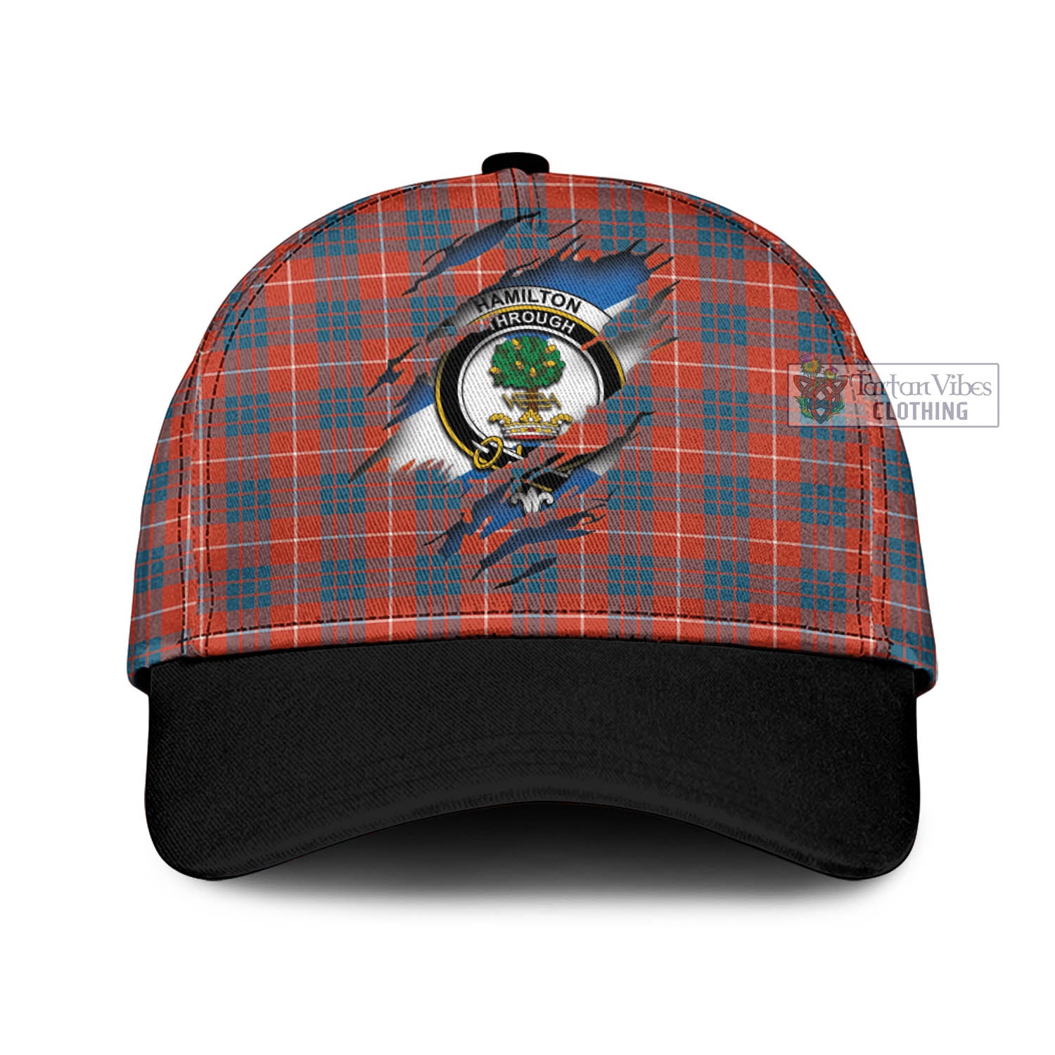 Tartan Vibes Clothing Hamilton Ancient Tartan Classic Cap with Family Crest In Me Style