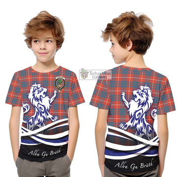 Hamilton Ancient Tartan Kid T-Shirt with Alba Gu Brath Regal Lion Emblem