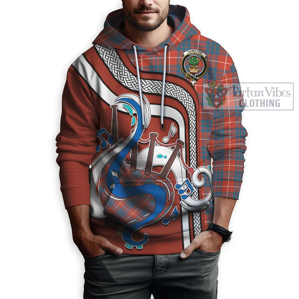 Hamilton Ancient Tartan Hoodie with Epic Bagpipe Style Zip Hoodie - Tartanvibesclothing Shop