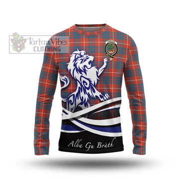 Hamilton Ancient Tartan Long Sleeve T-Shirt with Alba Gu Brath Regal Lion Emblem