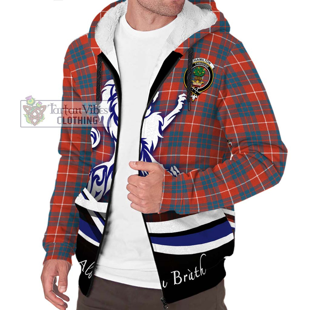 Hamilton Ancient Tartan Sherpa Hoodie with Alba Gu Brath Regal Lion Emblem Unisex S - Tartanvibesclothing Shop