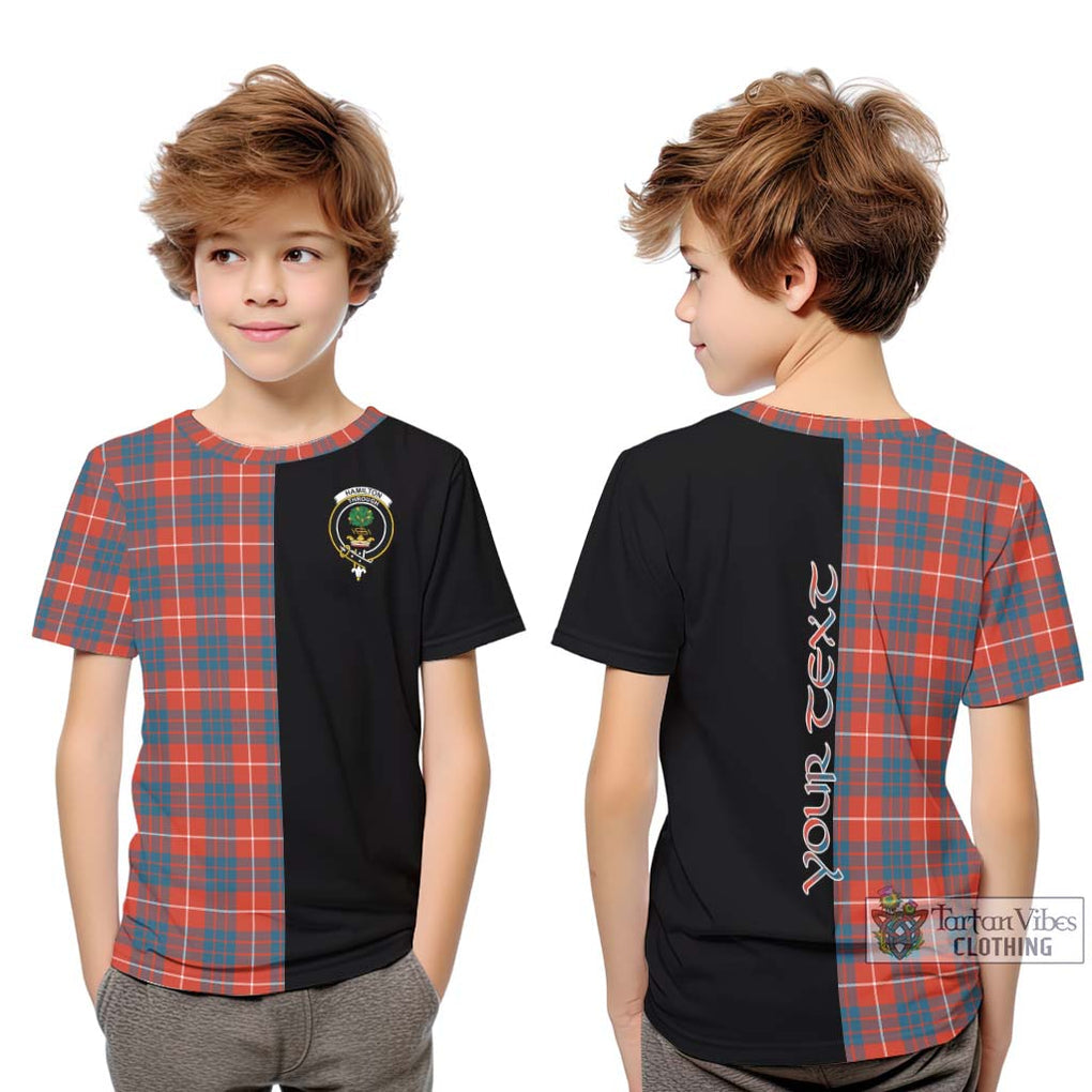 Hamilton Ancient Tartan Kid T-Shirt with Family Crest and Half Of Me Style Youth XL Size14 - Tartanvibesclothing Shop