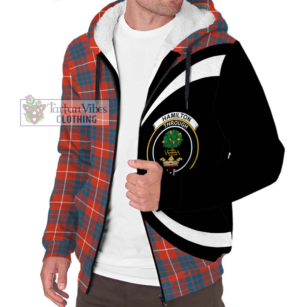 Hamilton Ancient Tartan Sherpa Hoodie with Family Crest Circle Style Unisex S - Tartan Vibes Clothing