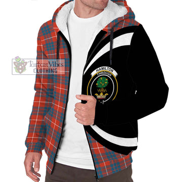 Hamilton Ancient Tartan Sherpa Hoodie with Family Crest Circle Style