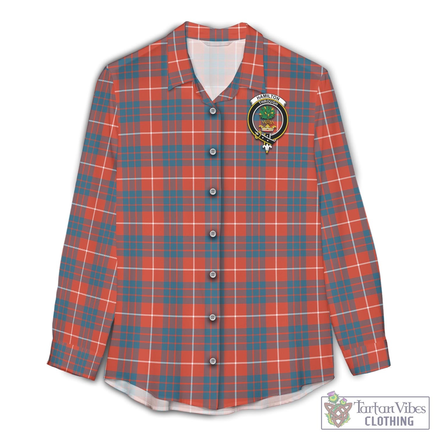 Tartan Vibes Clothing Hamilton Ancient Tartan Womens Casual Shirt with Family Crest