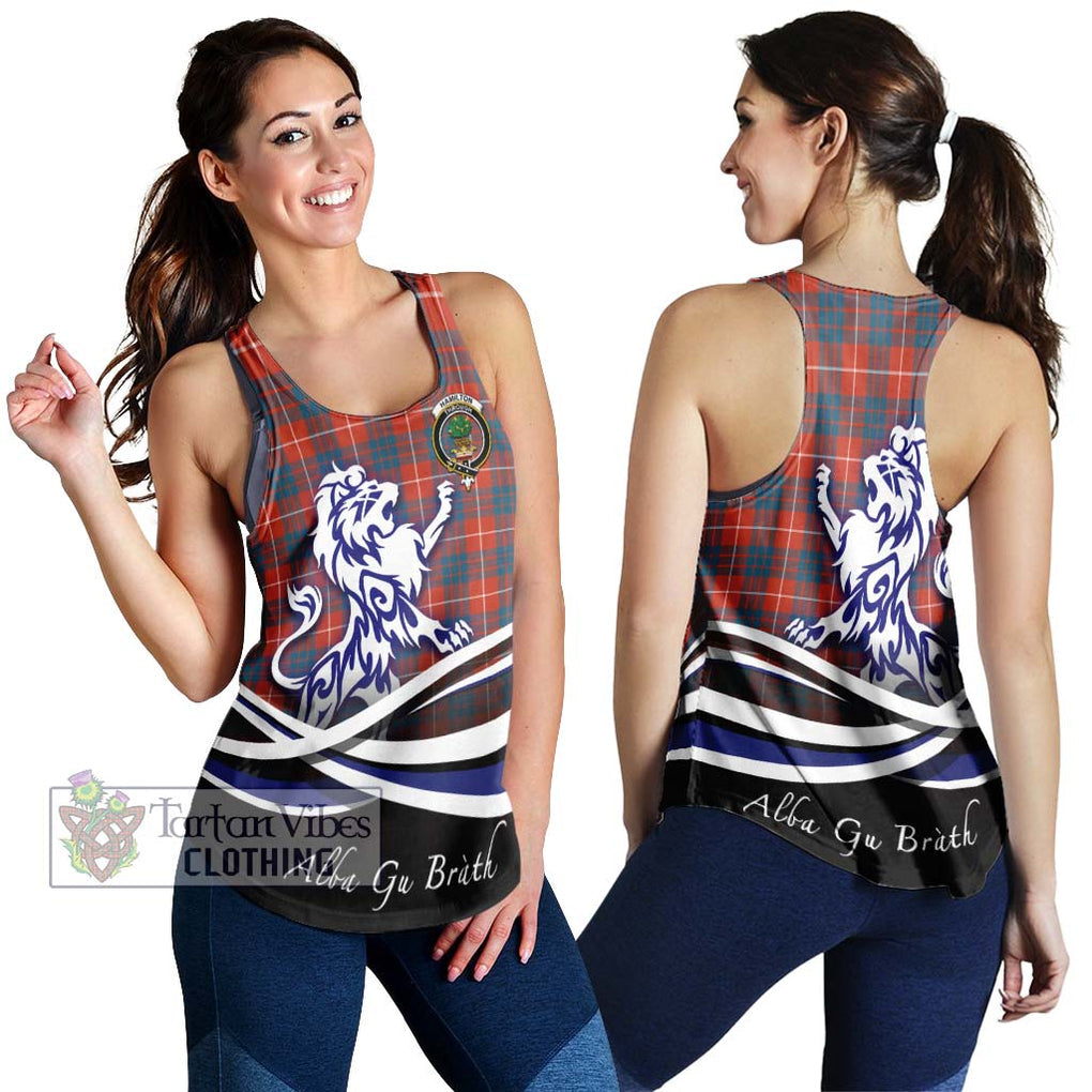 Hamilton Ancient Tartan Women's Racerback Tanks with Alba Gu Brath Regal Lion Emblem 4XL - Tartanvibesclothing Shop