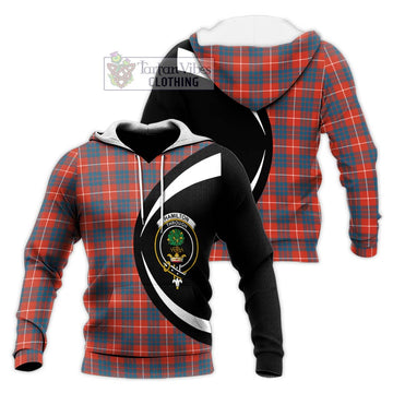 Hamilton Ancient Tartan Knitted Hoodie with Family Crest Circle Style