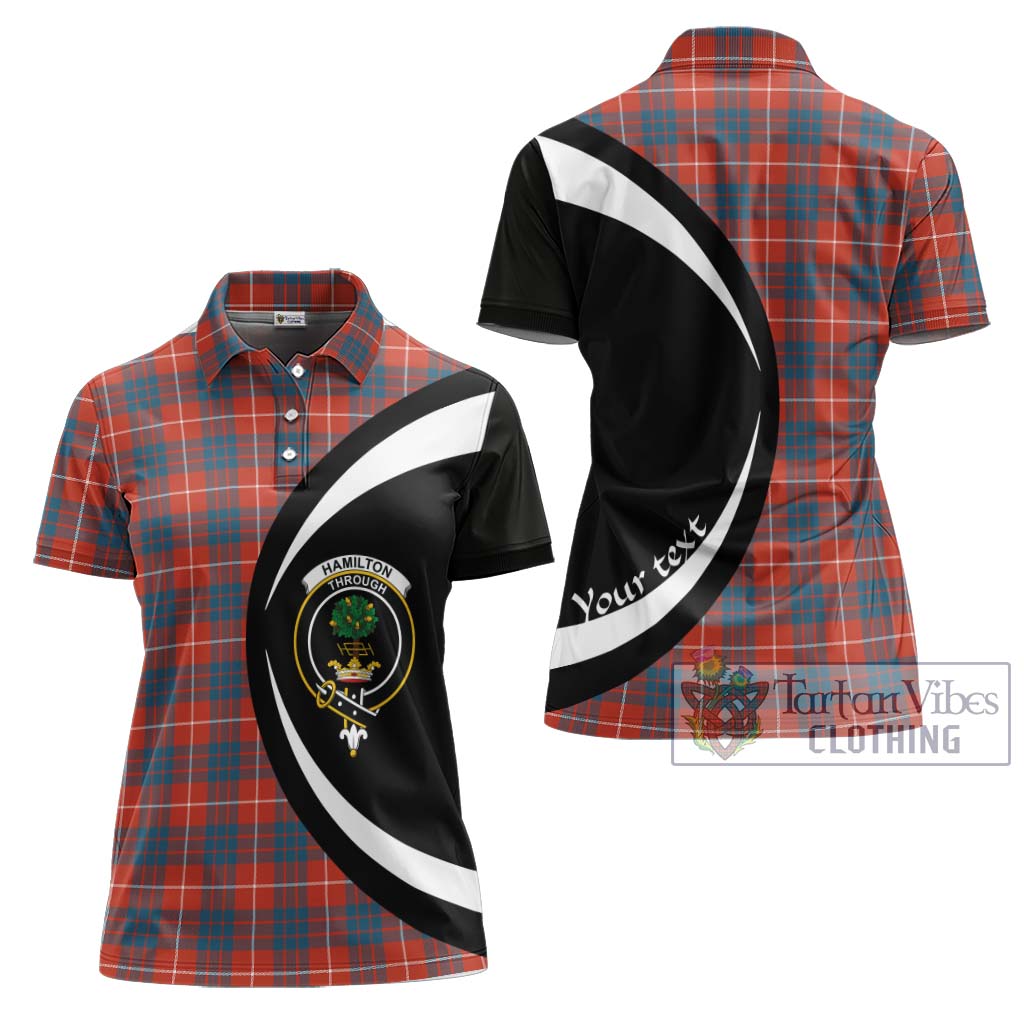 Hamilton Ancient Tartan Women's Polo Shirt with Family Crest Circle Style Women - Tartan Vibes Clothing