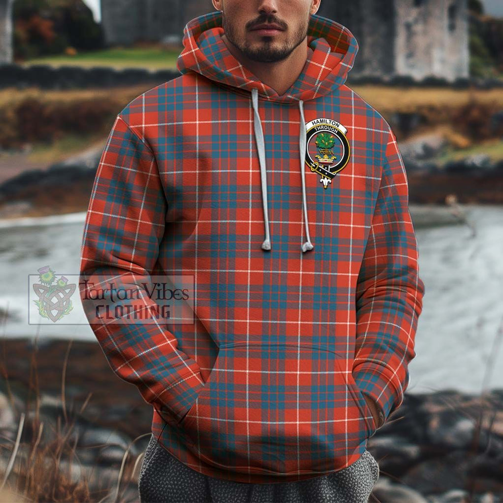 Hamilton Ancient Tartan Cotton Hoodie with Family Crest Pullover Hoodie XS - Tartan Vibes Clothing