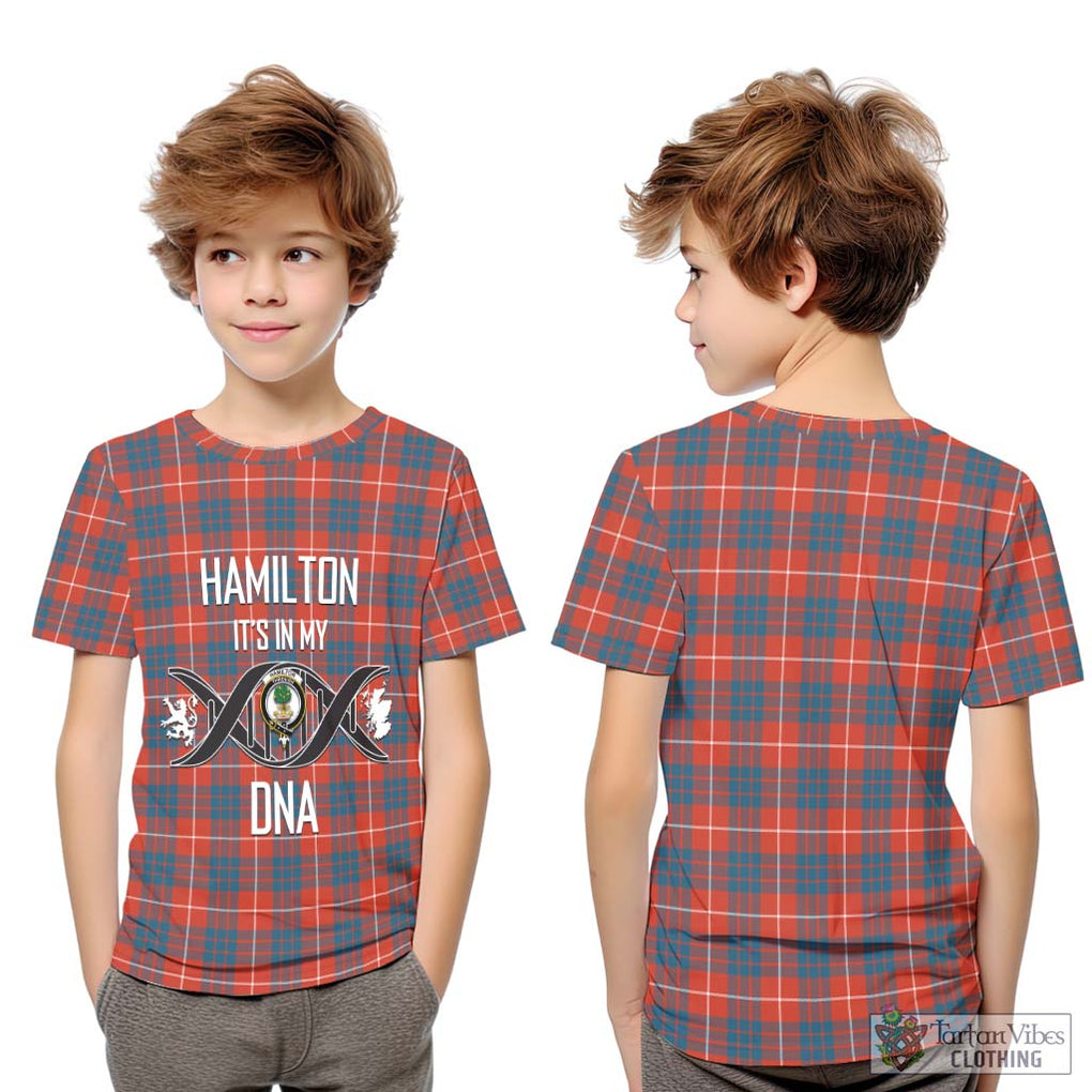 Hamilton Ancient Tartan Kid T-Shirt with Family Crest DNA In Me Style Youth XL Size14 - Tartanvibesclothing Shop