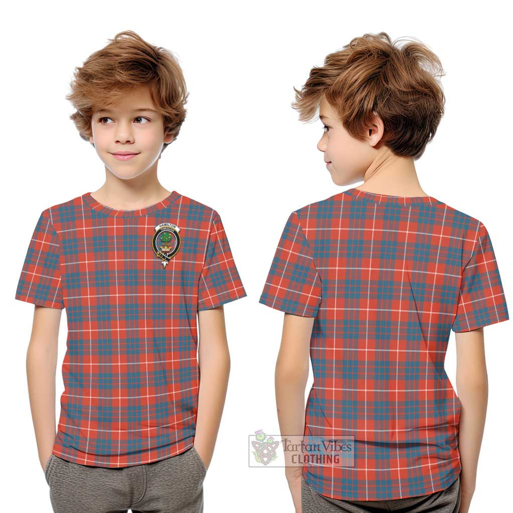 Hamilton Ancient Tartan Kid T-Shirt with Family Crest Youth XL Size14 - Tartanvibesclothing Shop