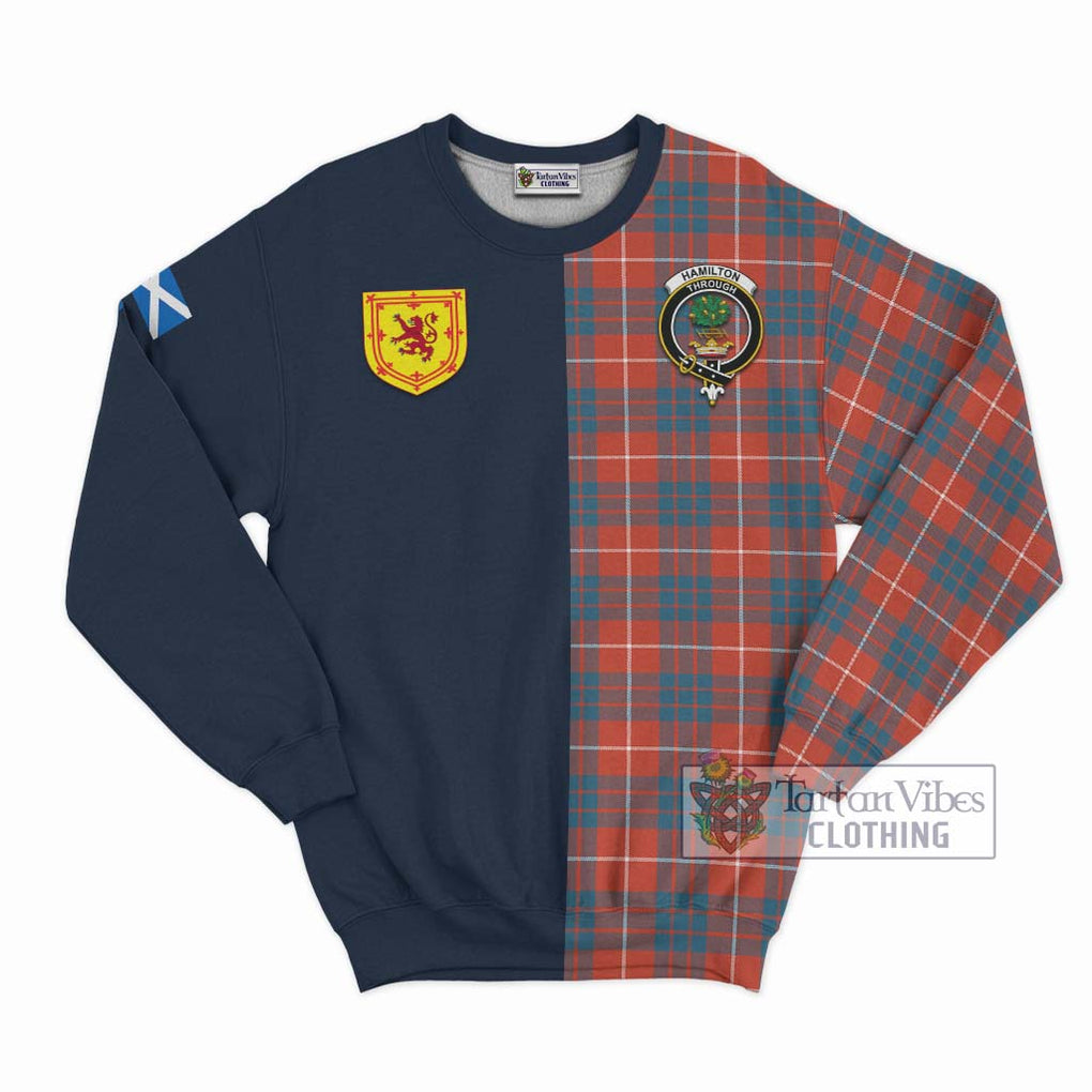 Tartan Vibes Clothing Hamilton Ancient Tartan Sweatshirt with Scottish Lion Royal Arm Half Style