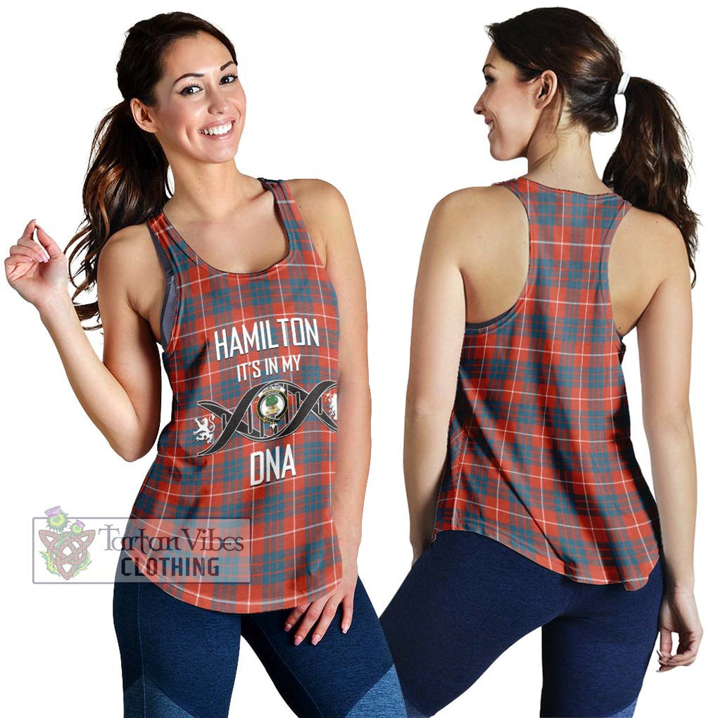 Hamilton Ancient Tartan Women's Racerback Tanks with Family Crest DNA In Me Style 4XL - Tartanvibesclothing Shop