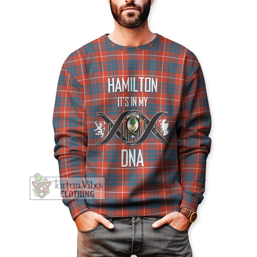 Hamilton Ancient Tartan Sweatshirt with Family Crest DNA In Me Style Unisex - Tartanvibesclothing Shop