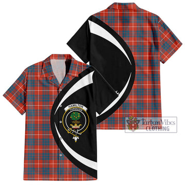 Hamilton Ancient Tartan Short Sleeve Button Up with Family Crest Circle Style