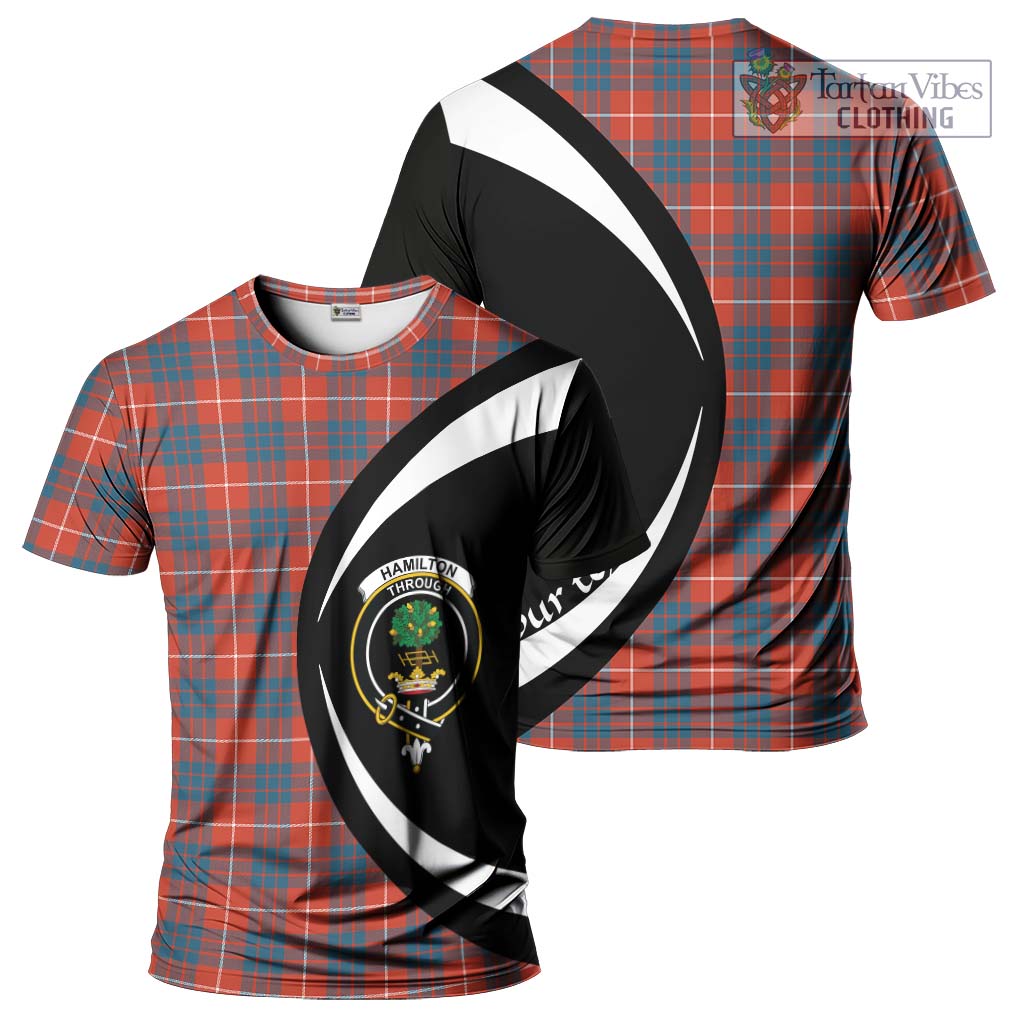 Tartan Vibes Clothing Hamilton Ancient Tartan T-Shirt with Family Crest Circle Style