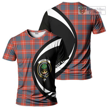 Hamilton Ancient Tartan T-Shirt with Family Crest Circle Style