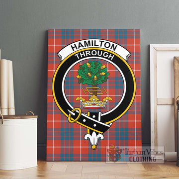 Hamilton Ancient Tartan Canvas Print Wall Art with Family Crest