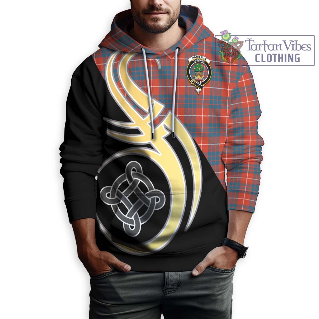 Hamilton Ancient Tartan Hoodie with Family Crest and Celtic Symbol Style Zip Hoodie - Tartan Vibes Clothing