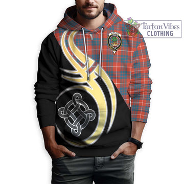 Hamilton Ancient Tartan Hoodie with Family Crest and Celtic Symbol Style