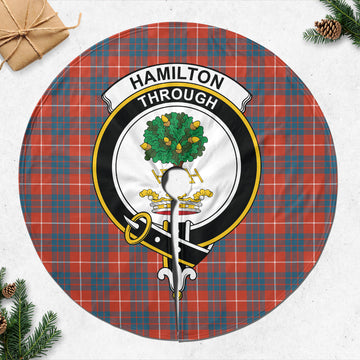 Hamilton Ancient Tartan Christmas Tree Skirt with Family Crest