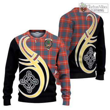 Hamilton Ancient Tartan Ugly Sweater with Family Crest and Celtic Symbol Style