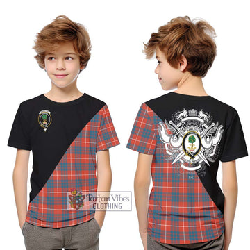 Hamilton Ancient Tartan Kid T-Shirt with Family Crest and Military Logo Style