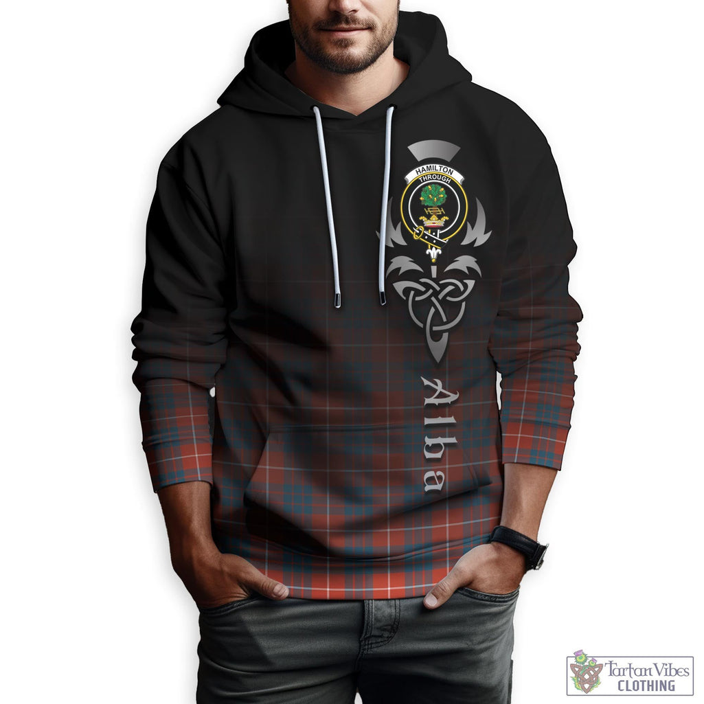 Tartan Vibes Clothing Hamilton Ancient Tartan Hoodie Featuring Alba Gu Brath Family Crest Celtic Inspired