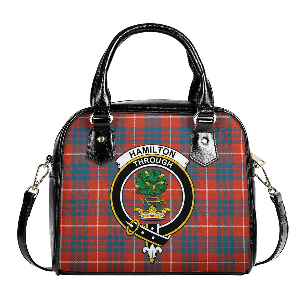 Hamilton Ancient Tartan Shoulder Handbags with Family Crest One Size 6*25*22 cm - Tartanvibesclothing