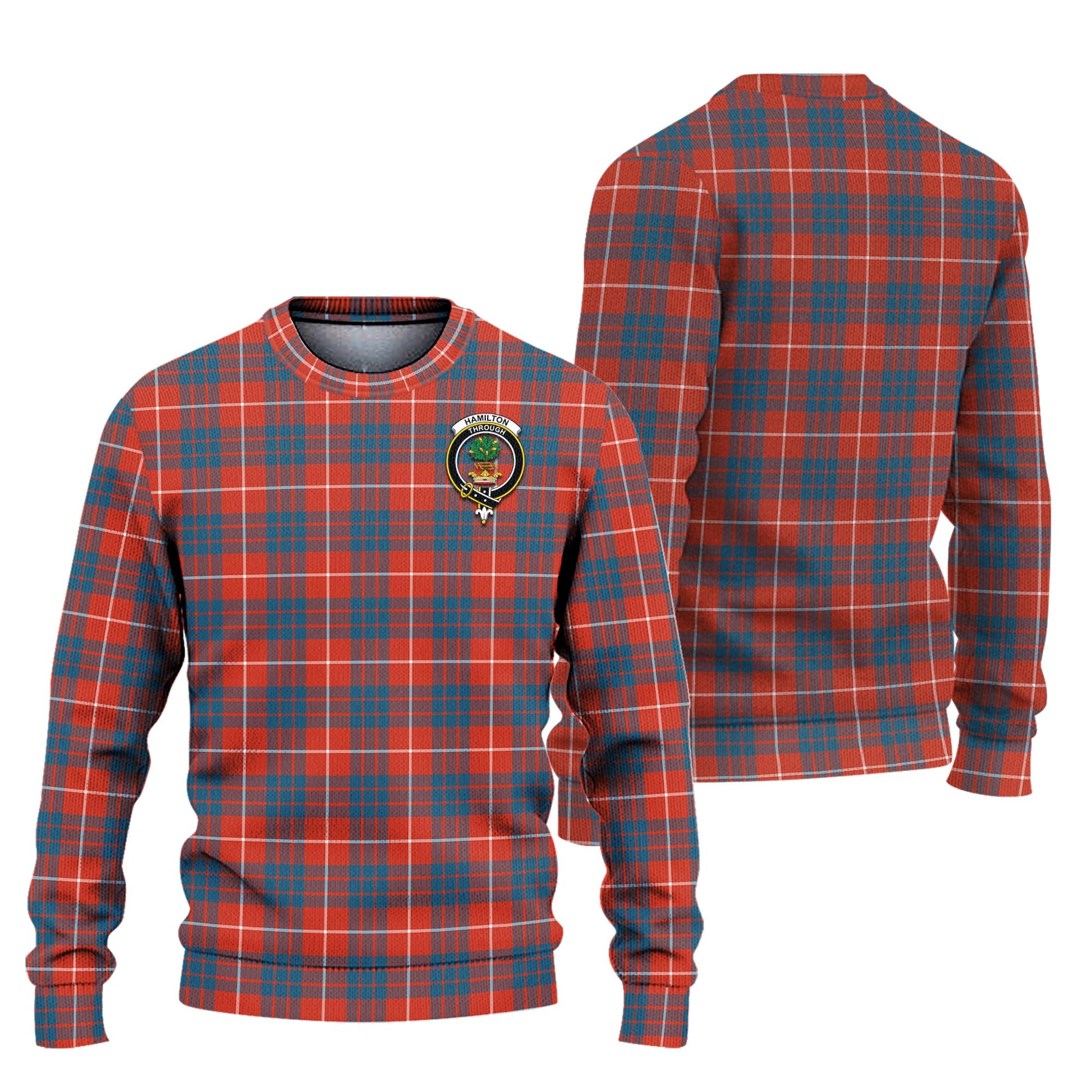 Hamilton Ancient Tartan Knitted Sweater with Family Crest Unisex - Tartanvibesclothing