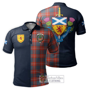 Hamilton Ancient Tartan Polo Shirt Alba with Scottish Lion Royal Arm Half Style