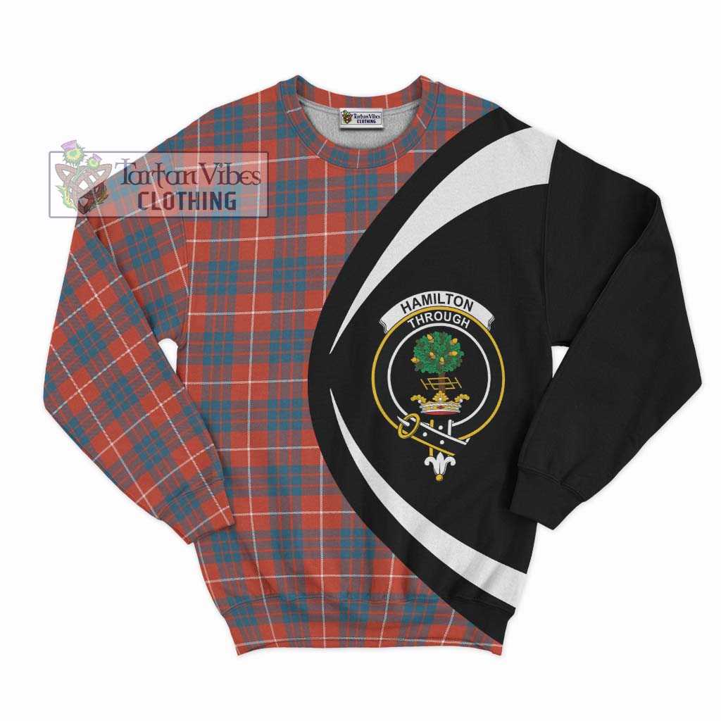 Hamilton Ancient Tartan Sweatshirt with Family Crest Circle Style Unisex - Tartan Vibes Clothing